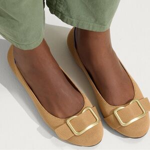 Preowned Women's Rothy's The Emblem Ballet Rounded Toe Flat Wren Camel Sz 7.5